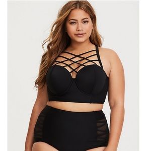 BLACK STRAPPY PUSH-UP MULTI-WAY BIKINI TOP